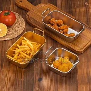 Stainless Steel Gold Serving Plate for Chicken and Chips
