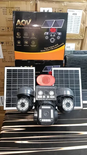 Aov 4 Lens Smart Ai Solar Camera HiEasy-App With 2 Panels Full HD