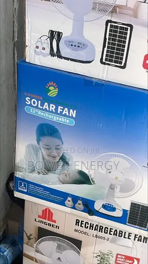 Solar Fan Rechargable With Bulbs 12 Inches
