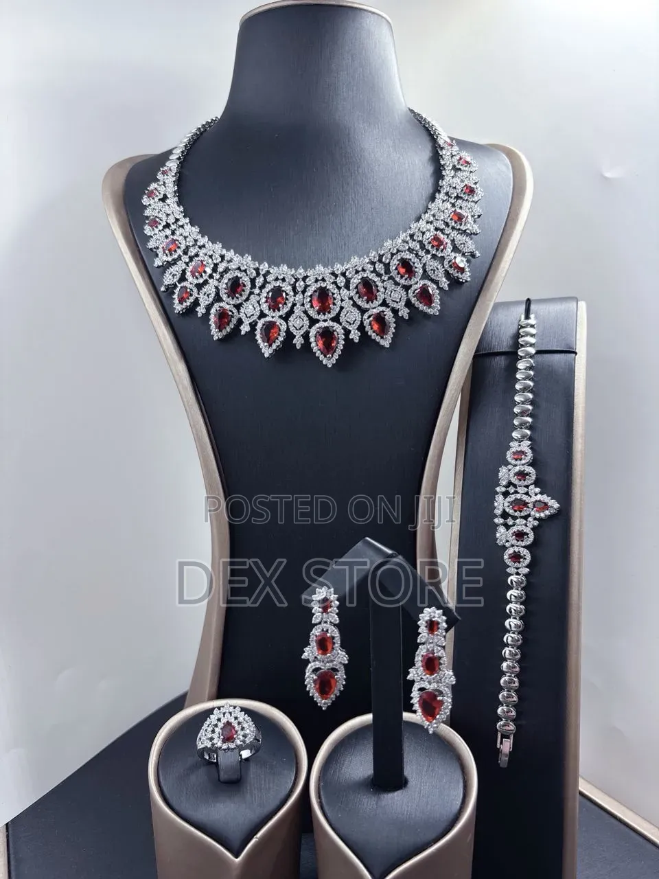 Ruby Red 4-in-1 Luxury Bridal Jewelry Set