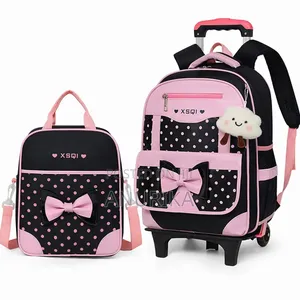 Girls' School Bag Set With Wheels and Lunch Bag
