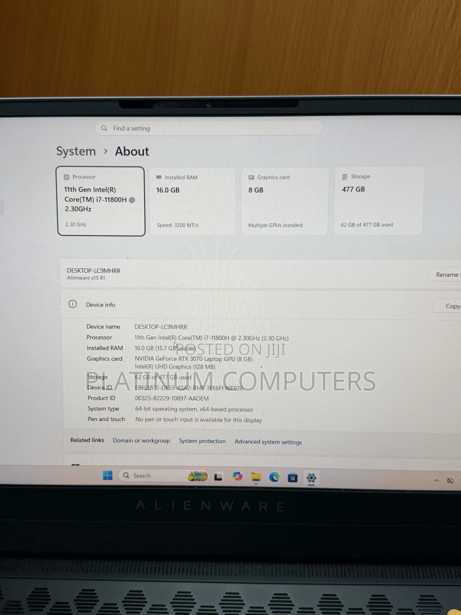 Laptop Alienware X15 R1 16GB Intel Core i7 SSD 512GB