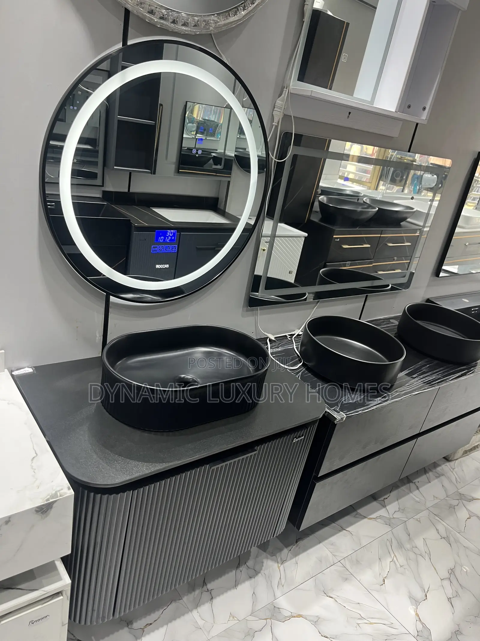 Black Cabinet With LED Sensor Mirror
