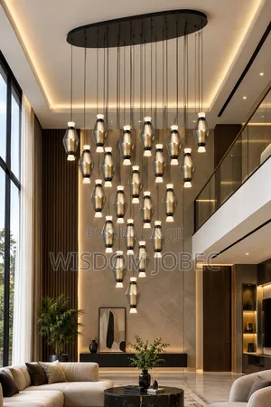 Modern Cascading Multi-Light Pendant Chandelier With Smoke-Grey