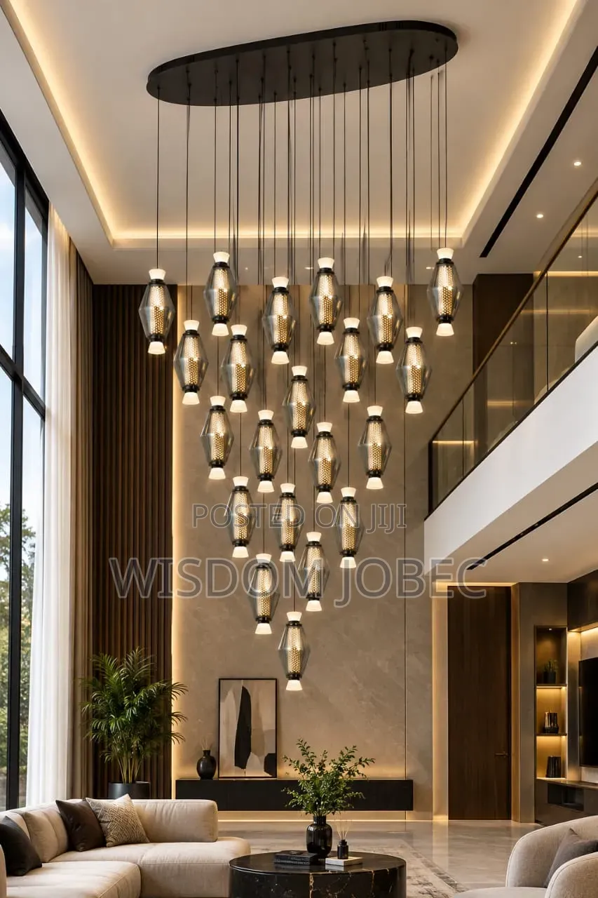 Modern Cascading Multi-Light Pendant Chandelier With Smoke-Grey