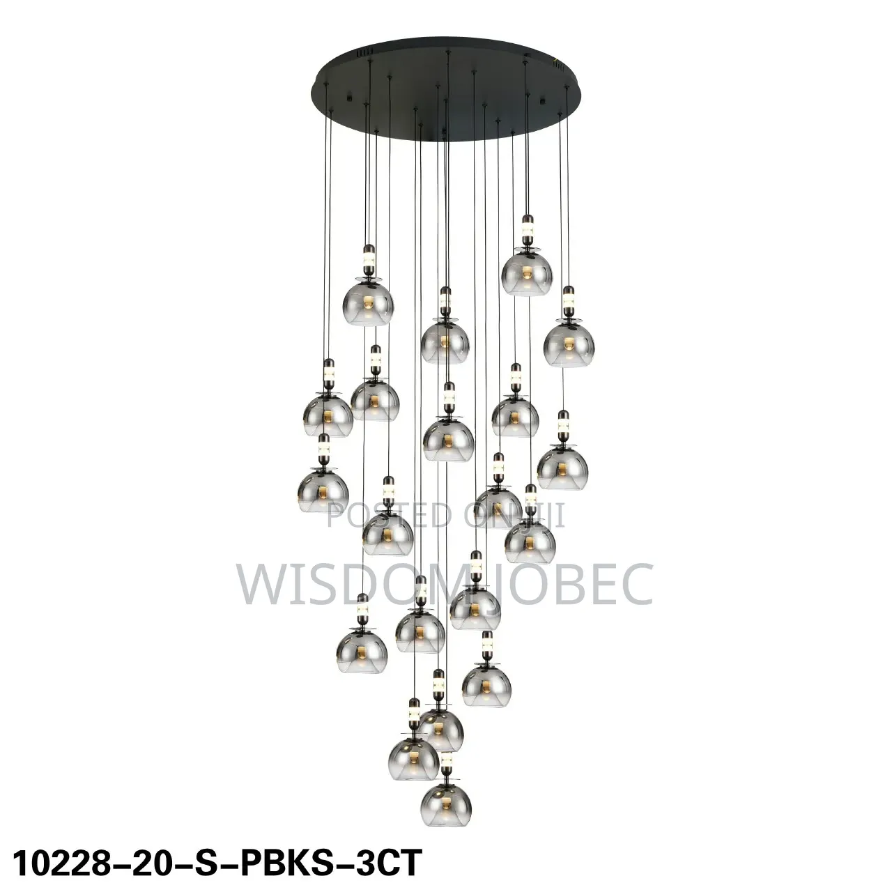 Modern Smoke-Gray Glass Multi-Light Pendant Chandelier