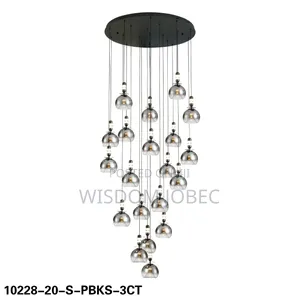 Modern Smoke-Gray Glass Multi-Light Pendant Chandelier