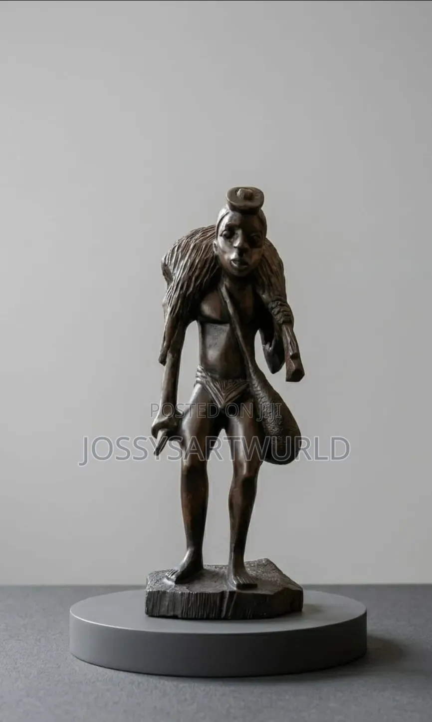 African Hunter Wooden Statue