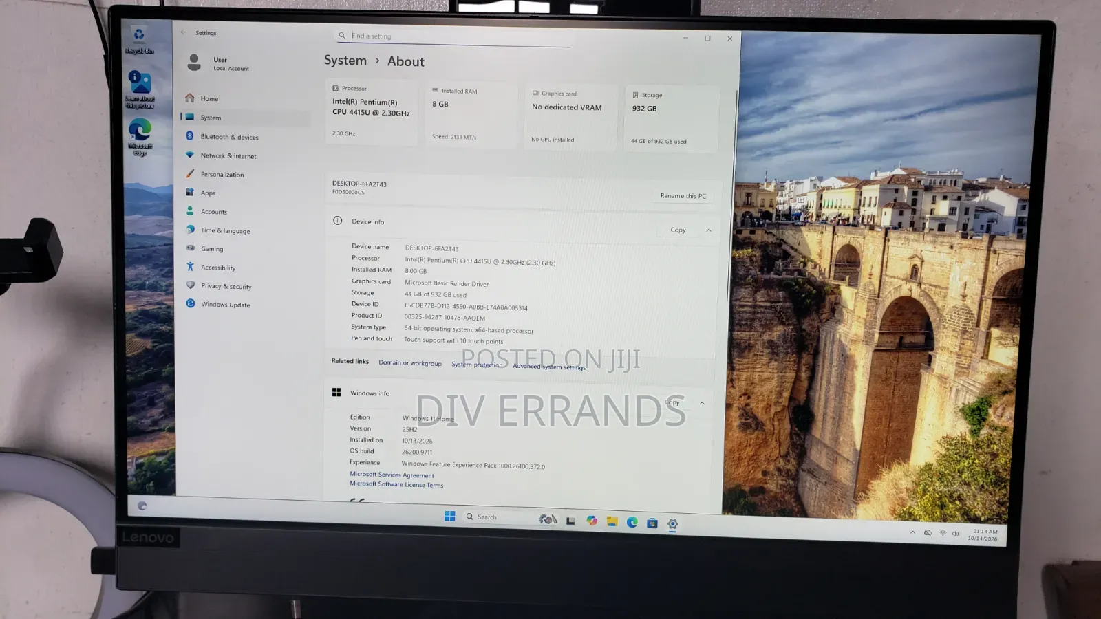 Desktop Computer Lenovo ideacentre AIO 520 8GB Intel Pentium HDD+SSD 1T