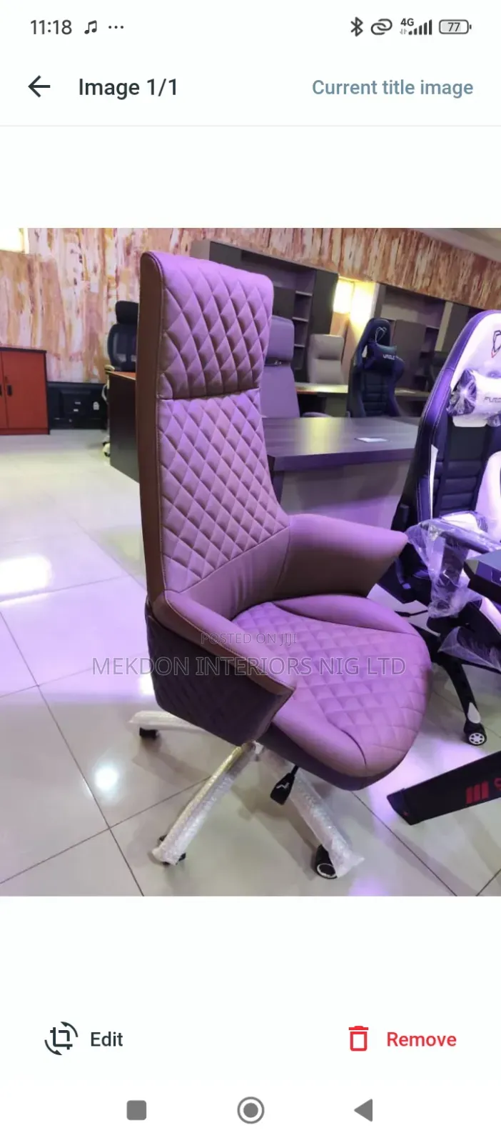 Purple Executive Back Rest Office Chair