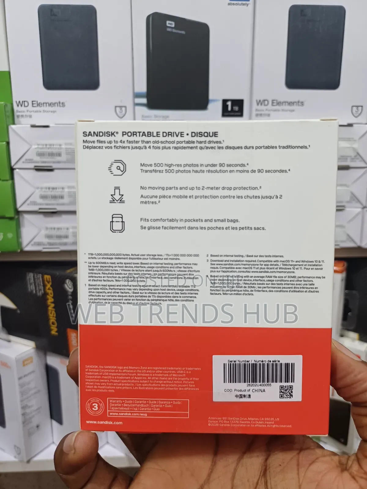 SanDisk 1TB Portable Drive Disque - Up to 600mb/S Read Speed