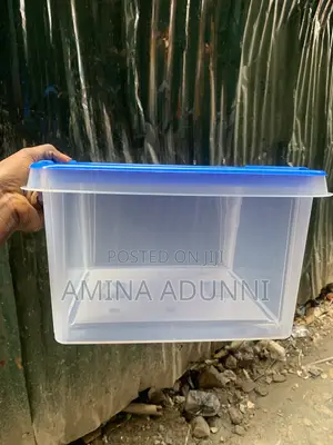 Title: Transparent Plastic Storage Box With Lid and Locking Handles