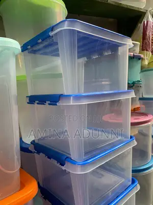 Title: Transparent Plastic Storage Box With Lid and Locking Handles