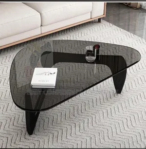 Thick Glass Centre Table With Smooth Wooden Leg