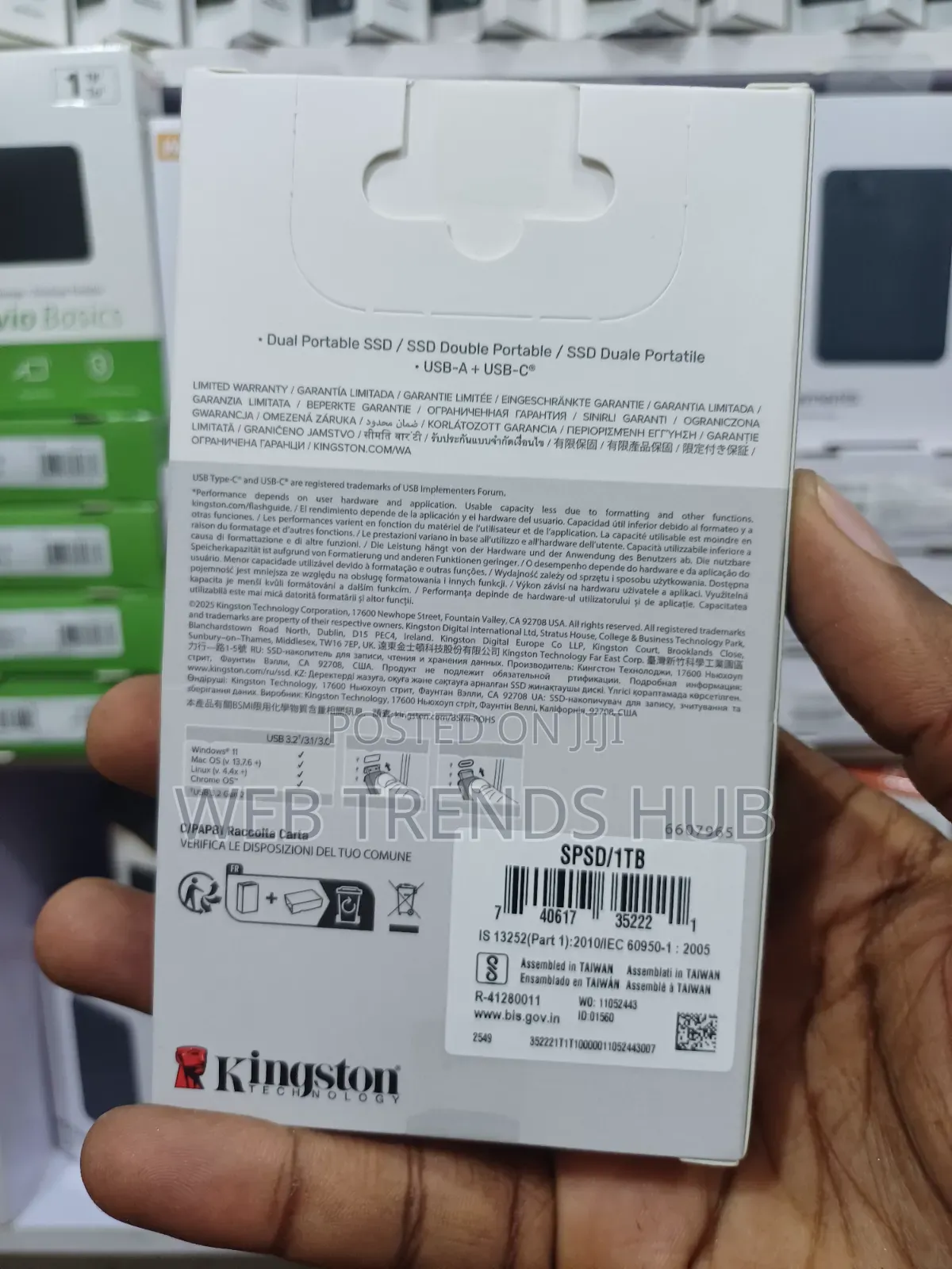 Original Kingston 1TB Dual Portable SSD - High-Speed 1050mb/S