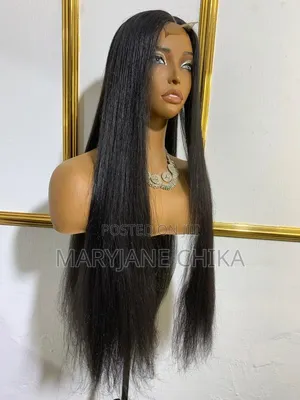 25k Long Black Straight Wig 28 Inch - Pay on Delivery