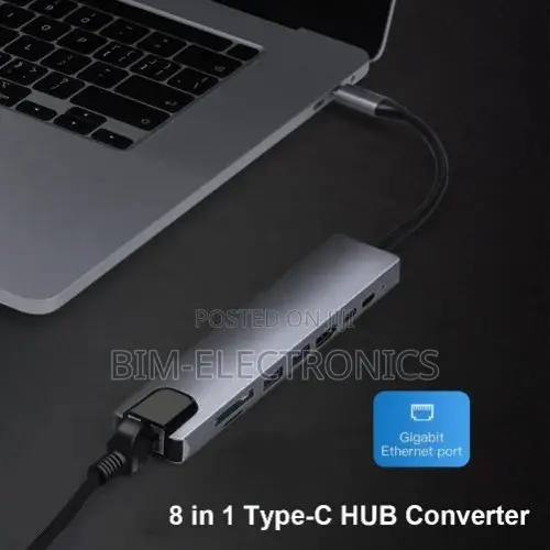 8 in 1 Type C Converter With HDMI, VGA, USB, Micro, Memory Slot, LAN