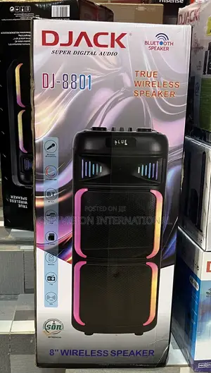 Djack DJ-8801, a Portable Dual 8-Inch Wireless Party Speaker.