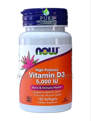 Now Foods Vitamin D3 5,000 IU 120 Softgels_ Immunity Bone Health