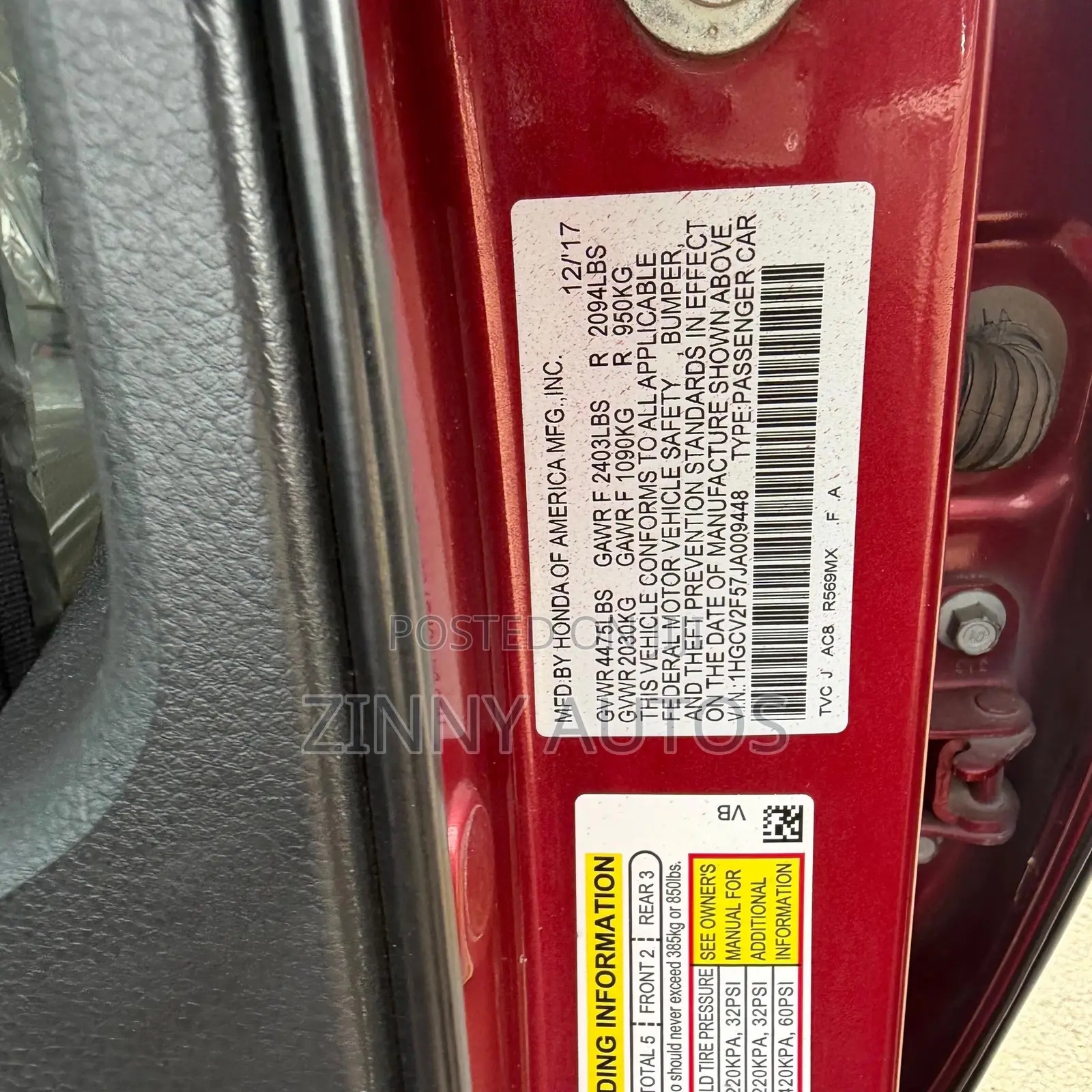 Honda Accord 2018 Red