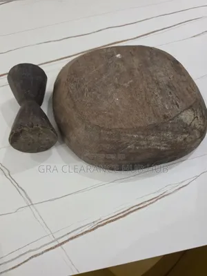 Traditional Wooden Carved Mortar and Pestle Bowl
