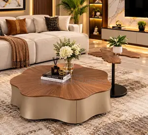 Wooden Top Center Table With a Side Stool