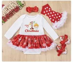 4-Piece Baby Girls My First Christmas Dress Outfit Set (0–12 Months)
