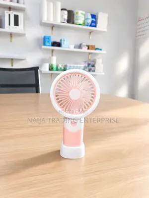Mini Hand Fan With Fancy Stickers- Pink & White