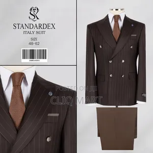 Dark Brown Pinstripe Double-Breasted Italy Suit
