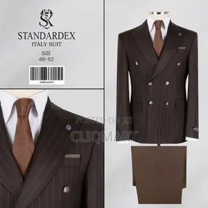 Dark Brown Pinstripe Double-Breasted Italy Suit