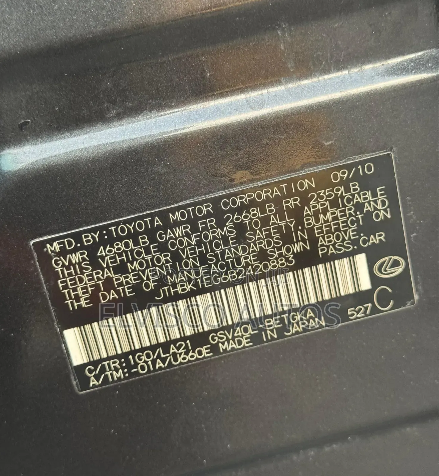 Lexus ES 350 2011 Black