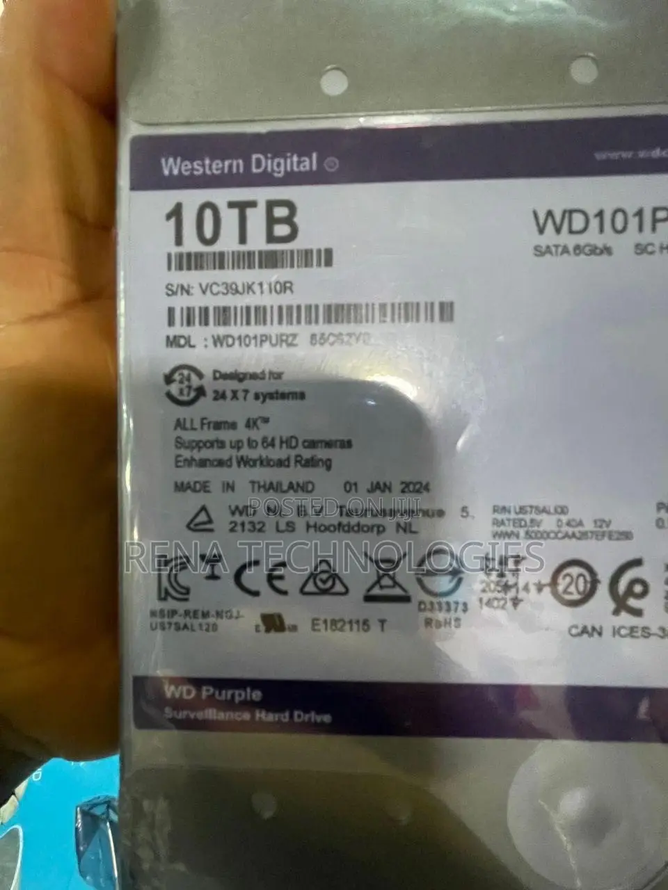Western Digital 10TB Purple Surveillance Hard Drive