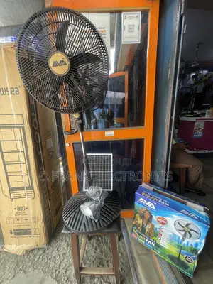 AVA Rechargeable Solar Standing Fan With Panel and Bulb