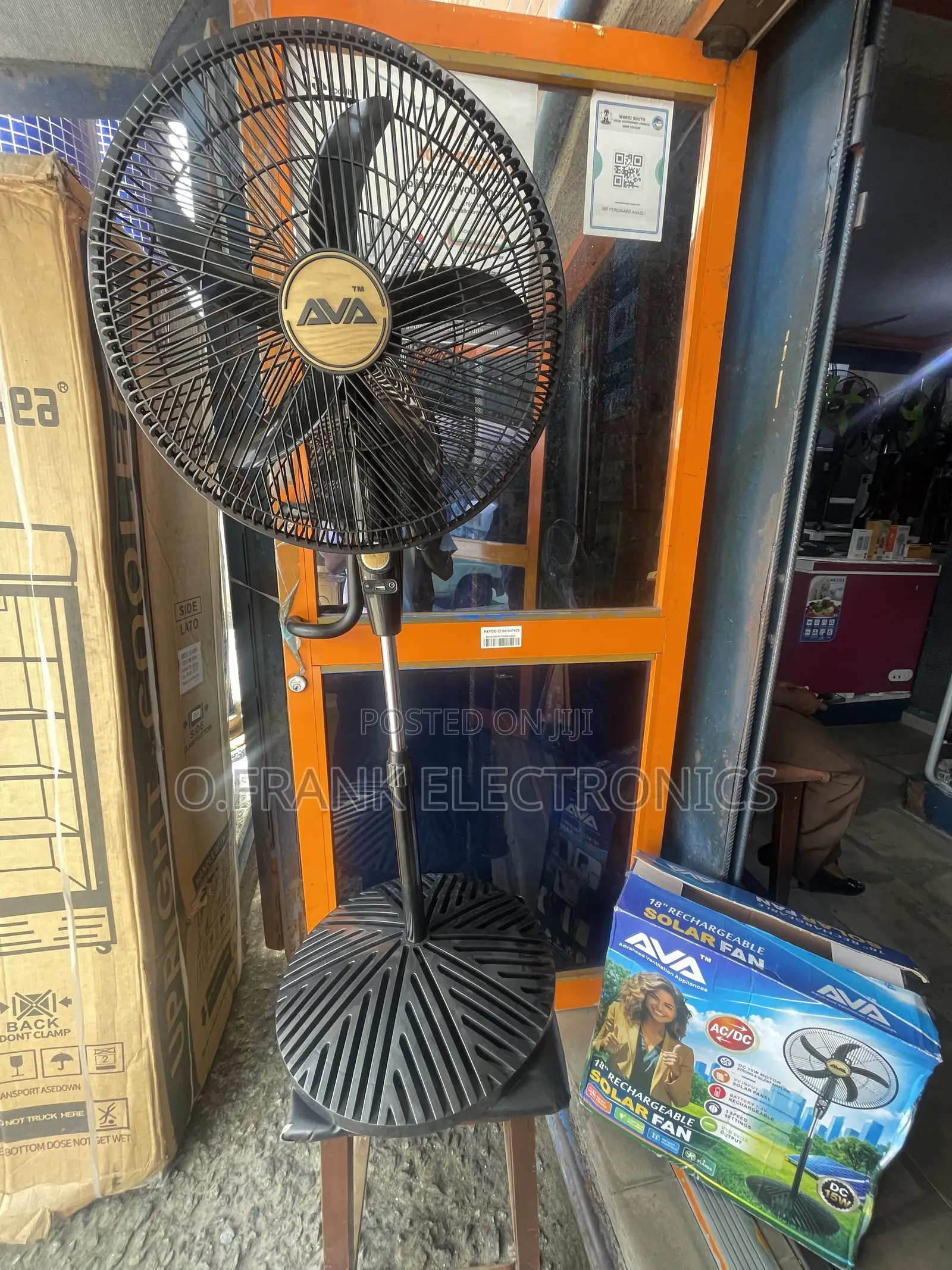 AVA Rechargeable Solar Standing Fan With Panel and Bulb
