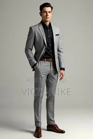 Fitted Corporate Ash Suit