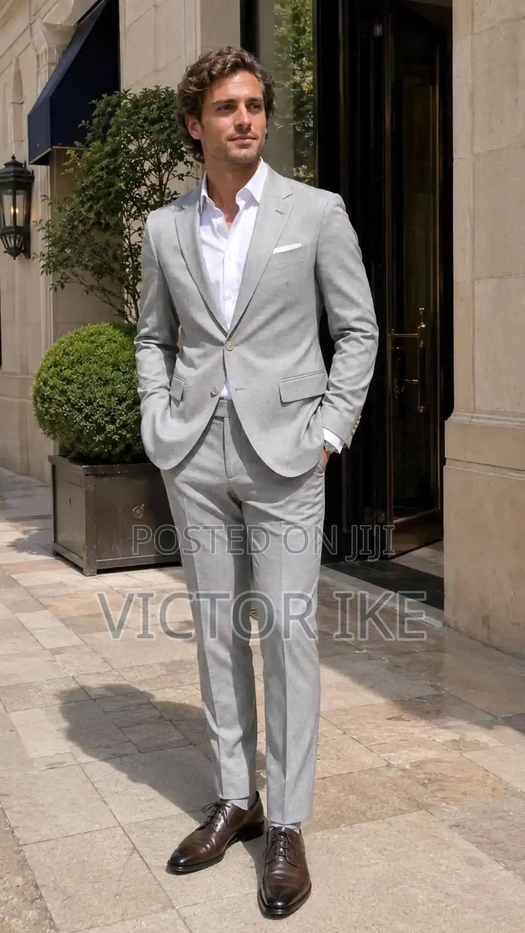 Fitted Corporate Ash Suit