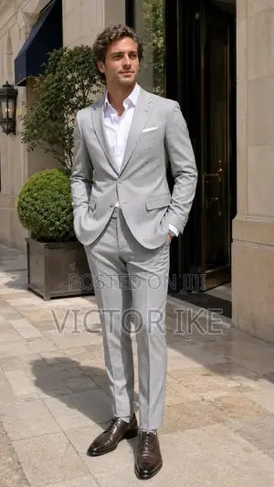 Fitted Corporate Ash Suit