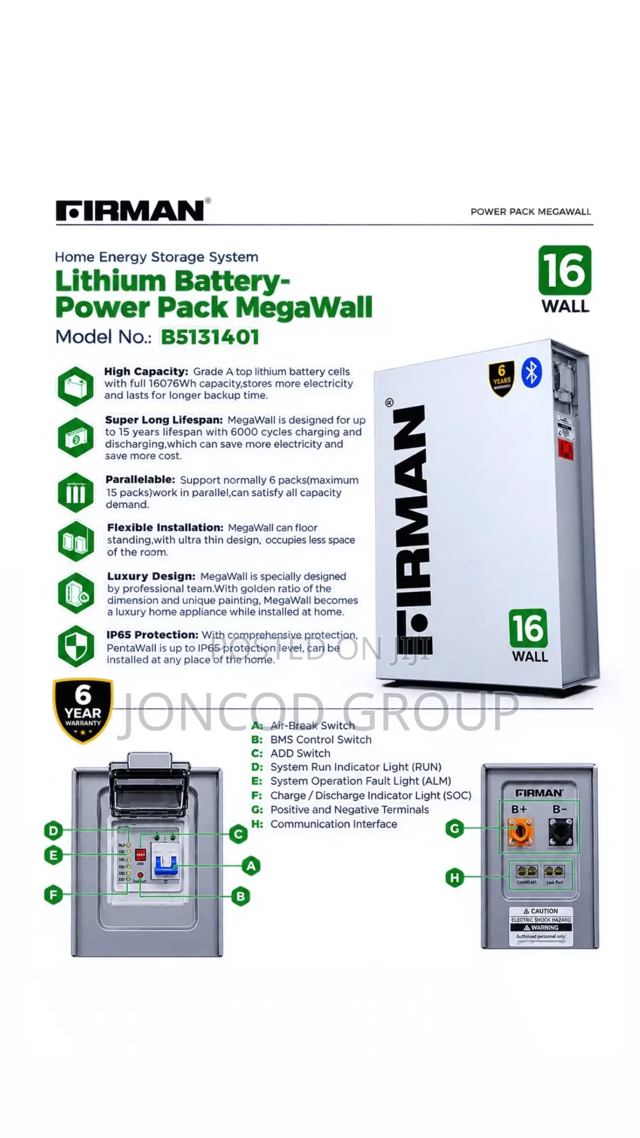 Firman 16KWH Lithium Battery-Power Pack MegaWall