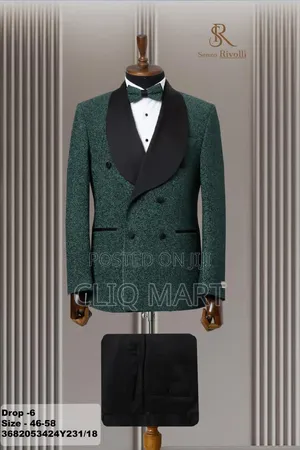 Emerald Green Double-Breasted Suit – Senzo Rivolli Black Shawl Lapel