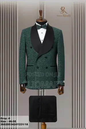 Emerald Green Double-Breasted Suit – Senzo Rivolli Black Shawl Lapel