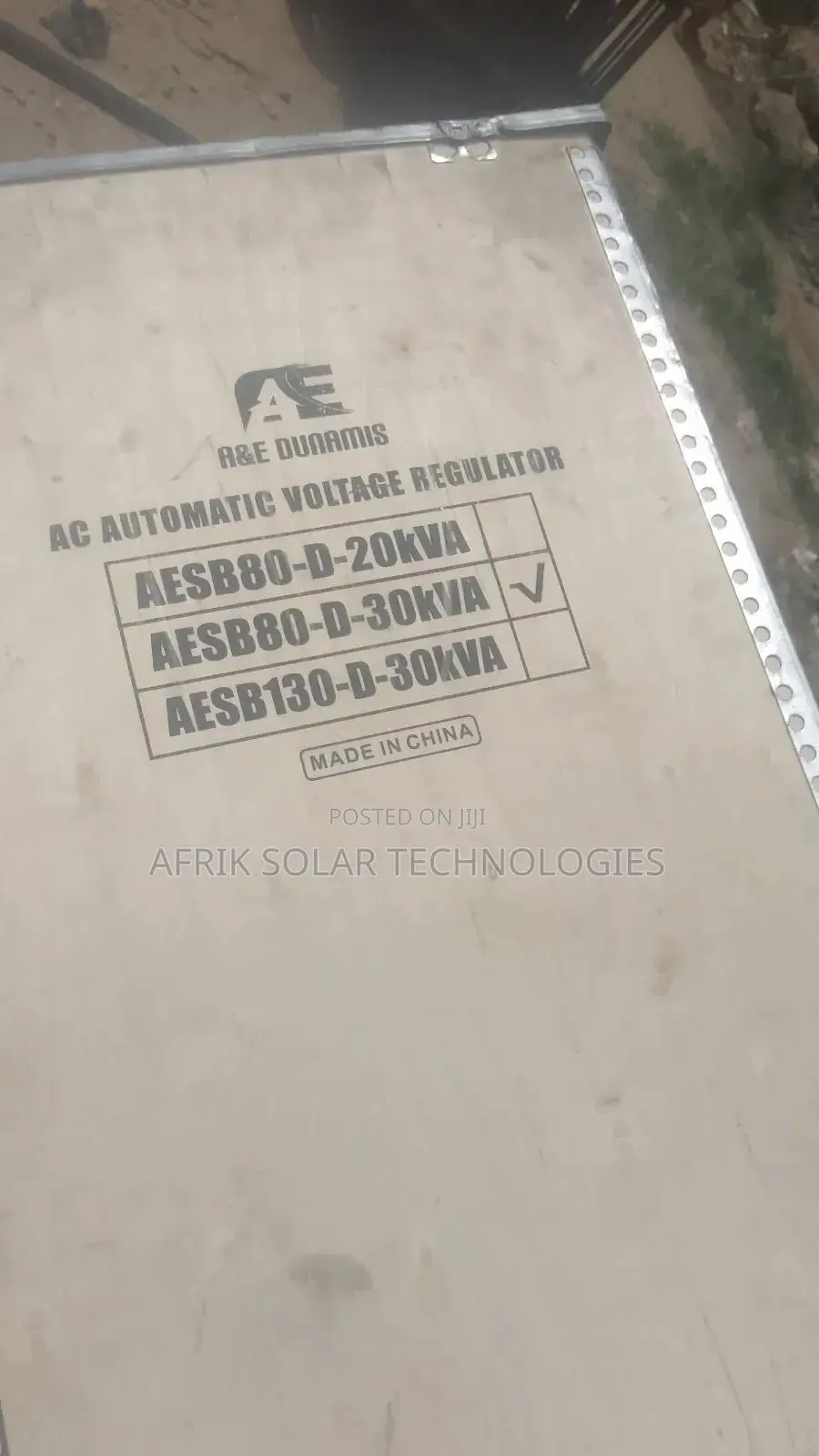 A&E Dunamis AVR 30kva Single Phase Stablizer Servo