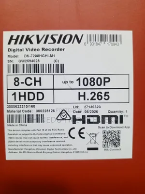 Hikvision 8 Channels DVR 2MP 1080p