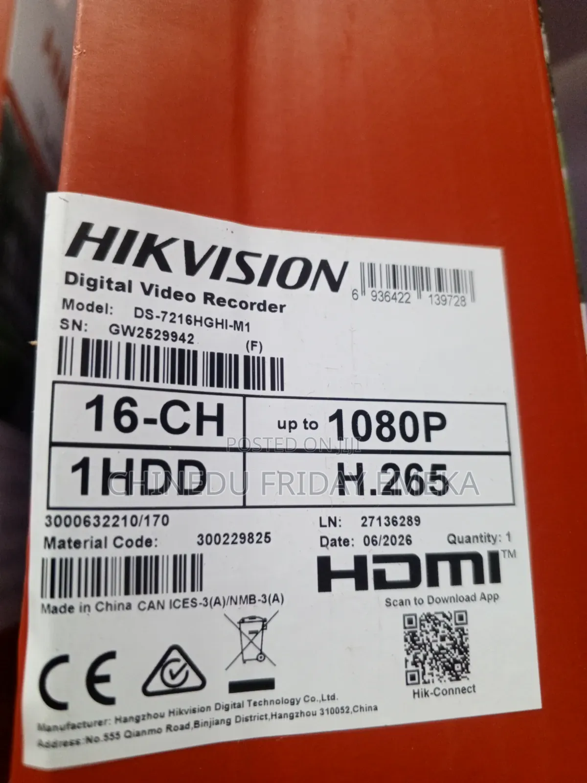 Hikvision 16 Channels DVR 2MP 1080p