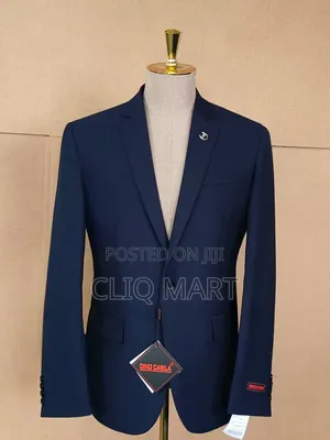 Navy Blue Slim Fit Suit – Dino Casila Single-Breasted Notch Lapel