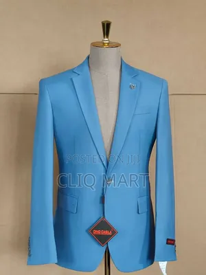 Sky Blue Slim Fit Suit – Dino Casila Single-Breasted Notch Lapel