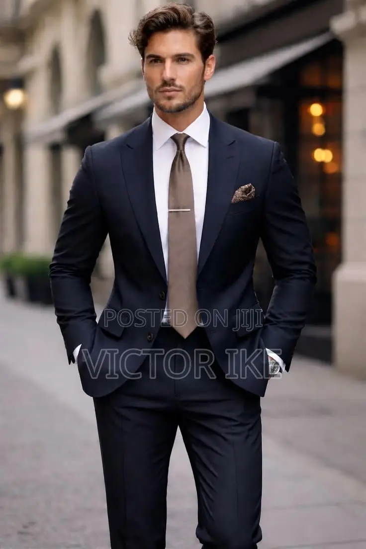 Navy Blue Color Fitted Suit