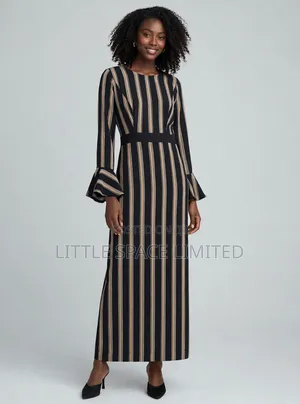 Elegant Strip Black and Brown Elegant Dress by Littlespace