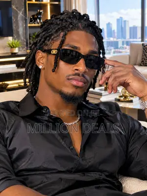 Luxury Rectangular Stylish Black Men's Sunglasses
