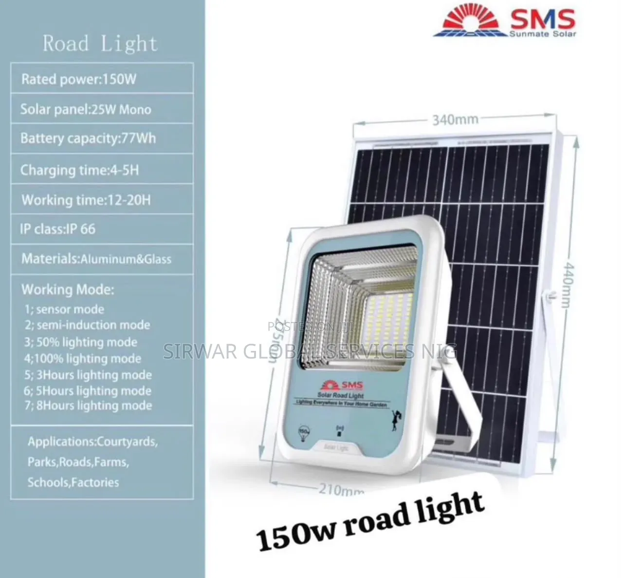 100w Watts SMS Solar Flood Light Available