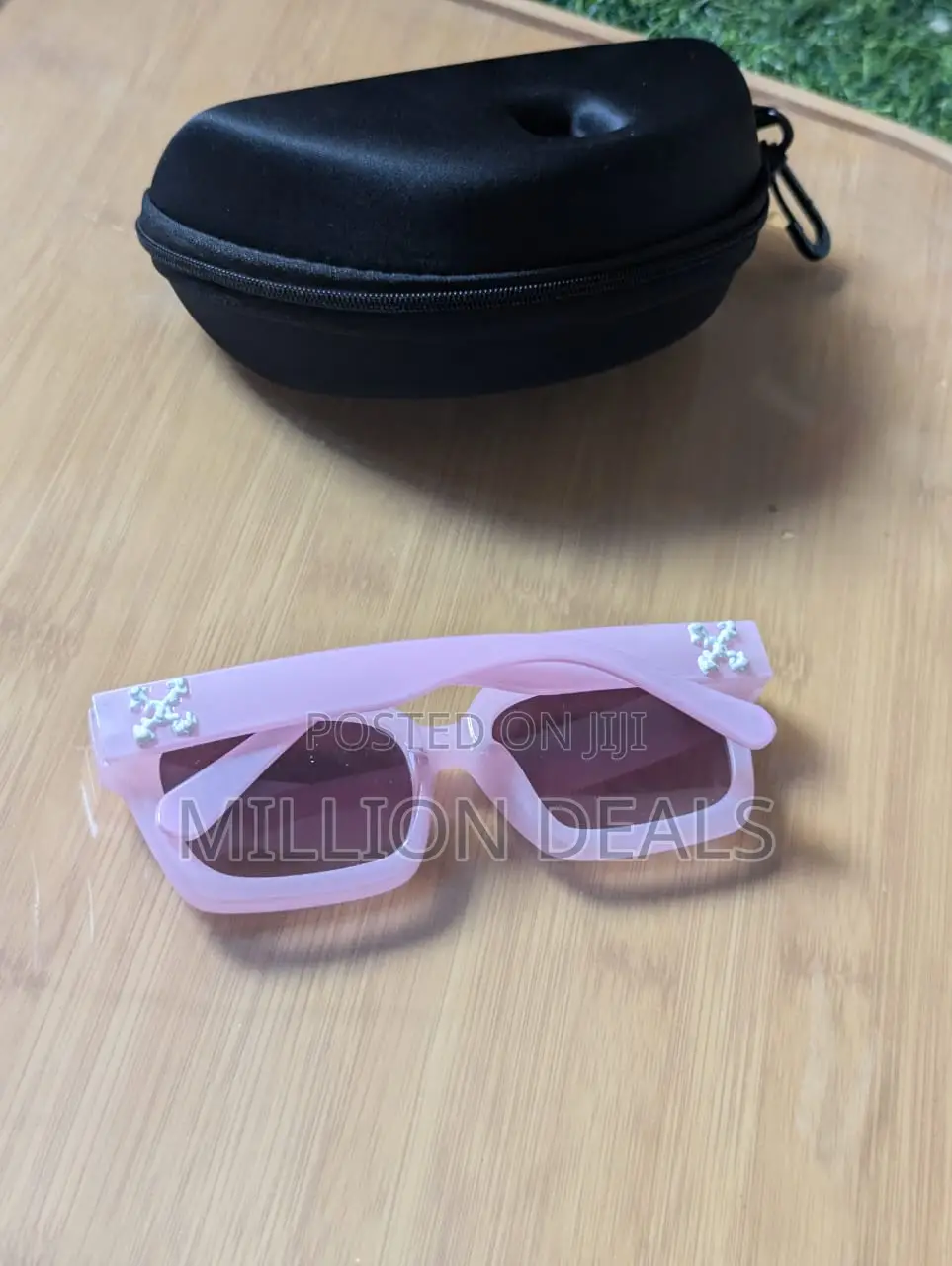 Pastel Pink Skull Emblem Square Men's Sunglasses